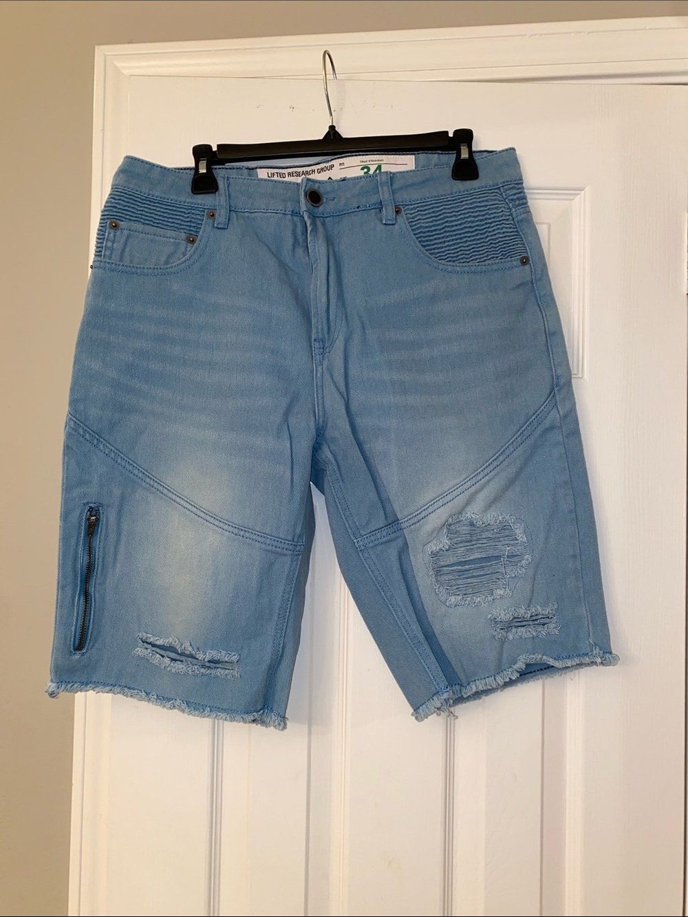 Lrg Light Blue Distressed Men’s Denim Shorts